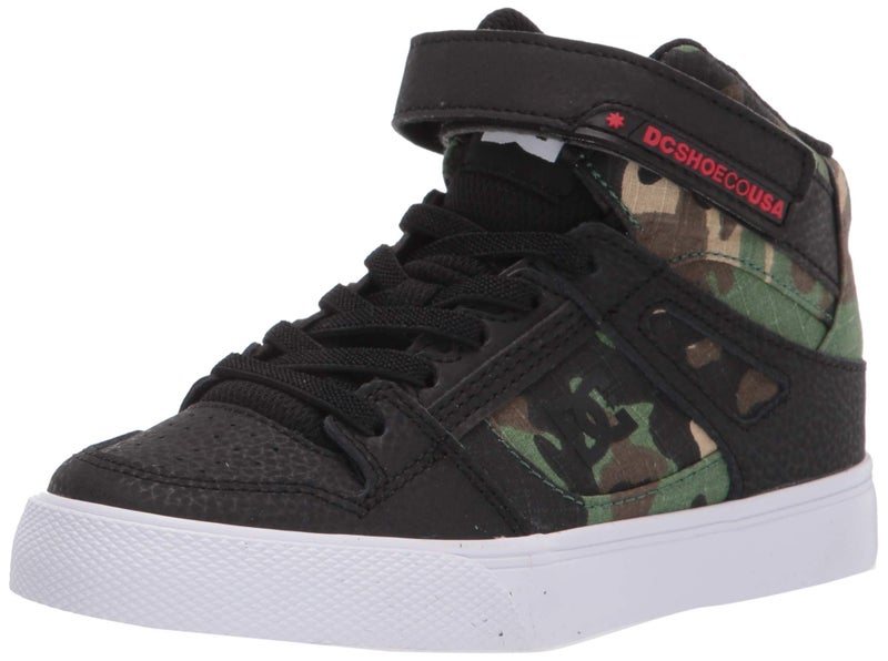 DC unisex-child Pure High-top Ev Skate Shoe, Black Camo, 6 Big Kid US